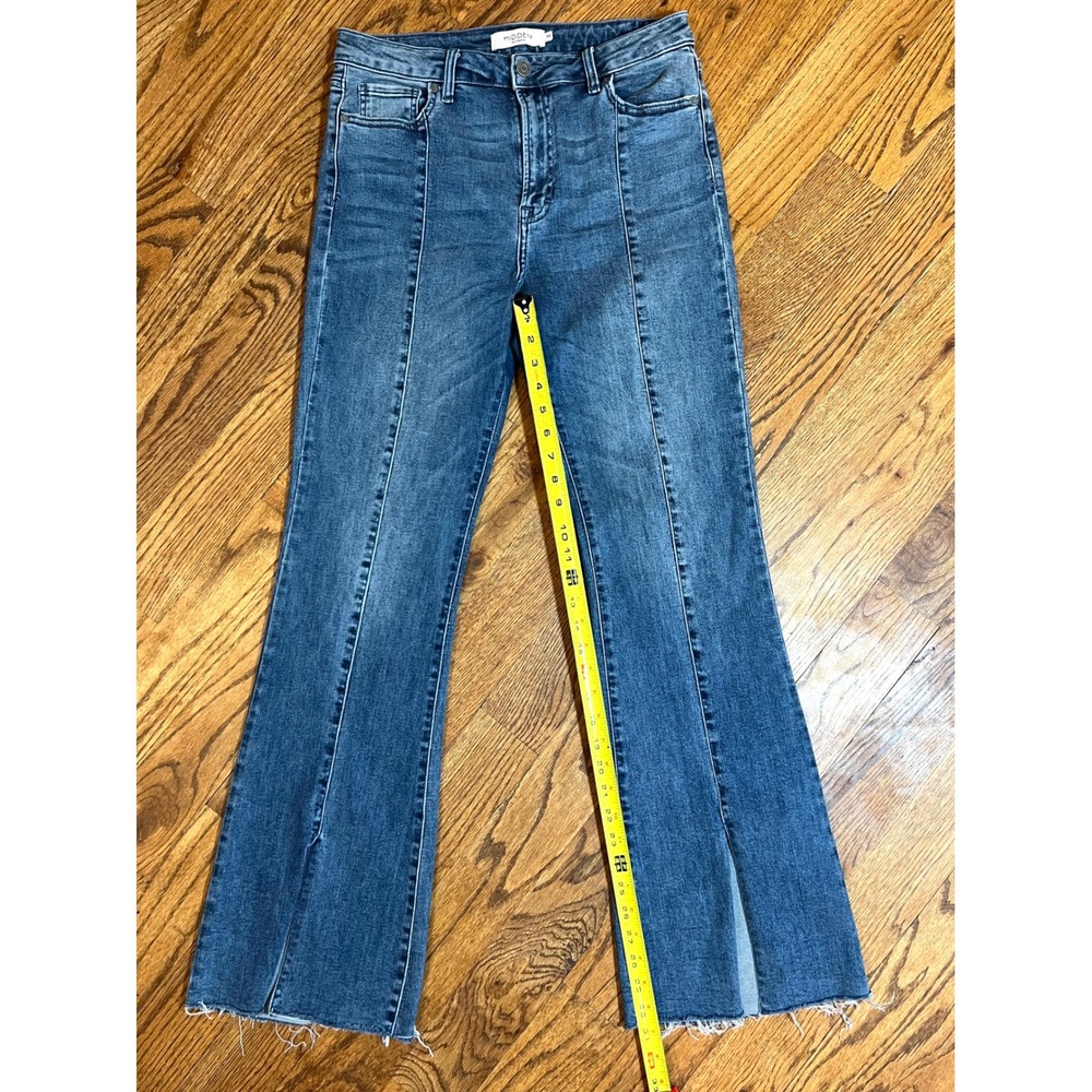 HIDDEN LOS ANGELES Women Blue Denim Flare Jeans Size 30 High Rise Raw Hem - Picture 2 of 12